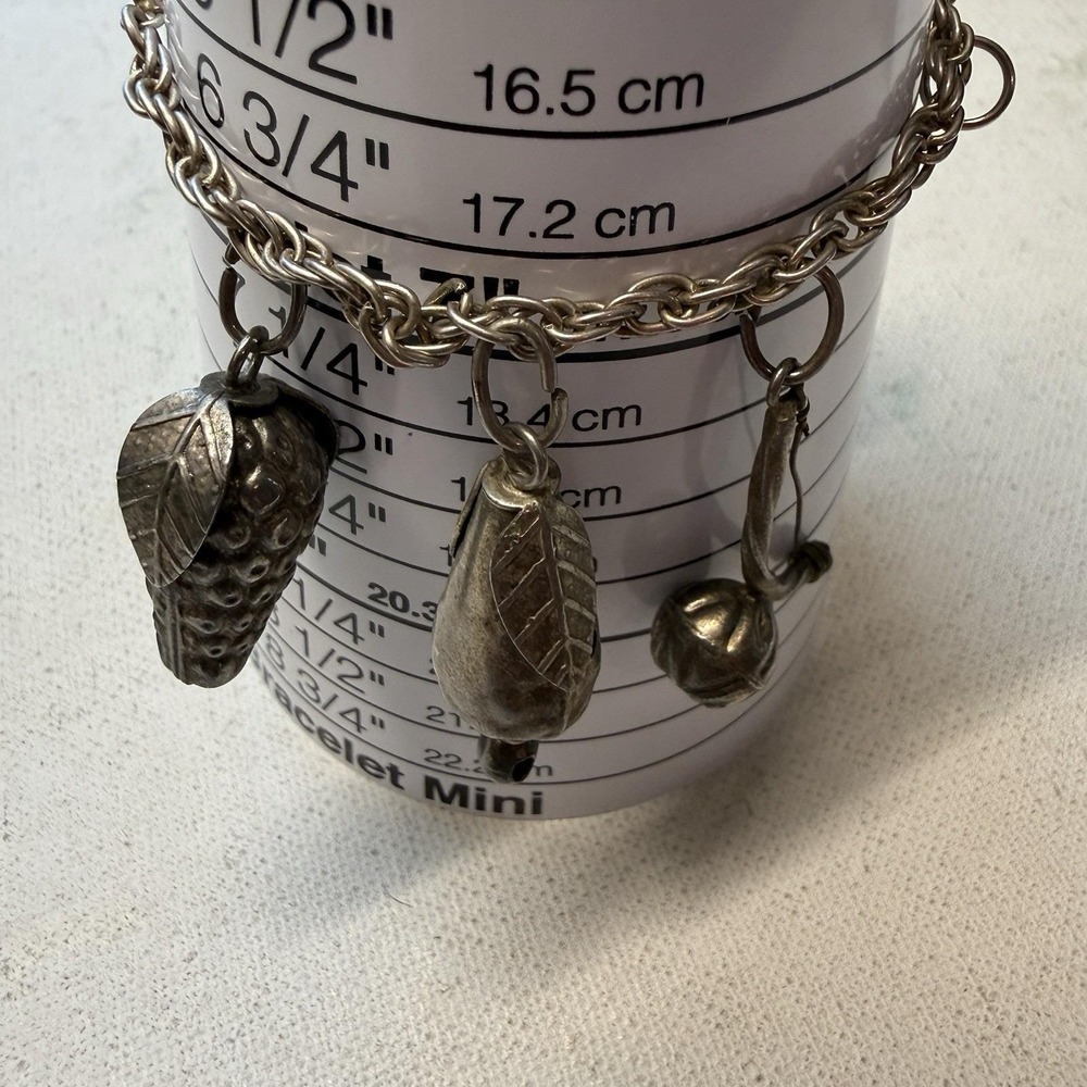 Vintage Penca De Balangandan 6 Charms Amulet Silver Tone Chain Bracelet - Picture 6 of 7
